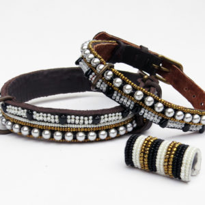 Perlenhalsband-Hundehalsband-Simomilano-Glasperlen-Hund-Afrika-weiss-gold-perlen