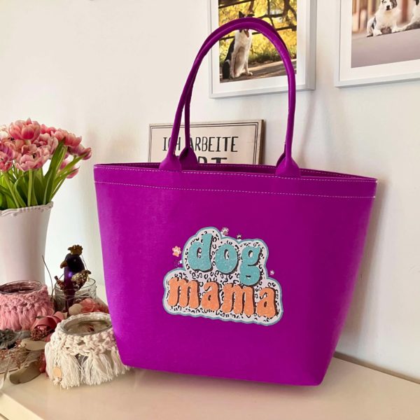 Filz Tasche - Einkaufstasche - Trainingstasche - lila - Dog Mom