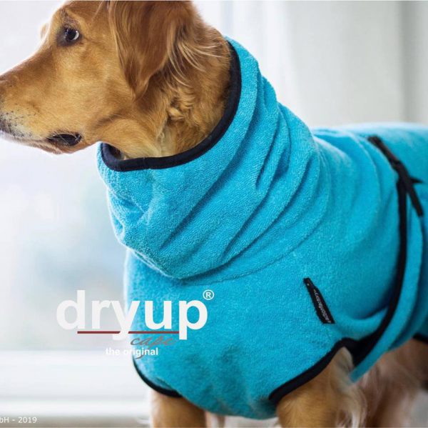 Dryup Cape-Hundebademantel-Bademantel-farbig-saugfähig-optimale passform-türkis
