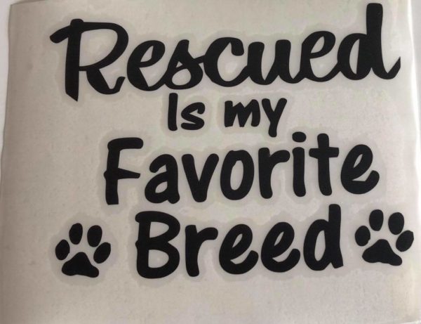 Abziehbild-Aufkleber-Rescued-Breed-Favorite-Hund-Hundeliebhaber-Auto-schwarz