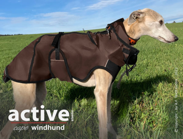 Action Factory-Pfoetli Shop-Hundemantel-Windhundemantel-Regenmantel-Windschutz-braun-elastisch