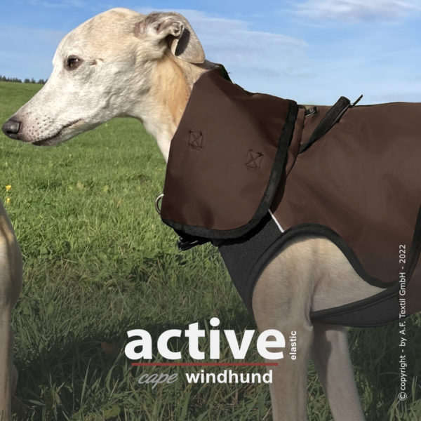 Action Factory-Pfoetli Shop-Hundemantel-Windhundemantel-Regenmantel-Windschutz-braun-elastisch