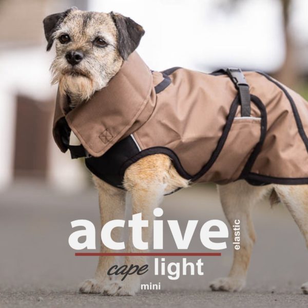 Action factory-Cape-Hundecape-Mantel-Hundemantel-Active Cape elastic light-warm-wasserdicht-braun-mini