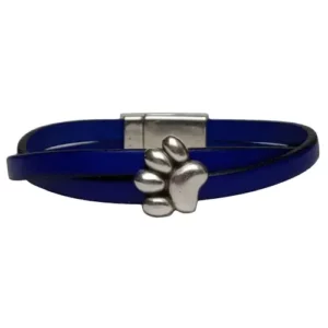 Armband-Lederarmband-Pfote-Hund-Hundepfote-Wickelarmband-Schmuck-Schmuckstueck-blau