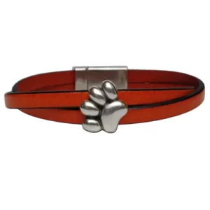 Armband-Lederarmband-Pfote-Hund-Hundepfote-Wickelarmband-Schmuck-Schmuckstueck-orange