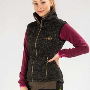 Arrak-Weste-Fleece-Damen-Outdoor-Bekleidung-Hundesport-Gartenarbeit-tailiert-schwarz