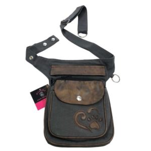 Bauchgurt-Hueftgurt-Bauchtasche-Hip Bag-Hundespaziergang-Hund-Pfoten-Gudibeutel-Unterwegs-Vintage-Nijens-Kunstleder-Canvas-Hannover05025-Herz-grau