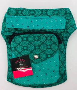 Bauchgurt-Hueftgurt-Bauchtasche-Hip Bag-Hundespaziergang-Hund-Pfoten-Gudibeutel-Unterwegs-denim-Muster-blau-Nijens Barcelona-grün-blumen