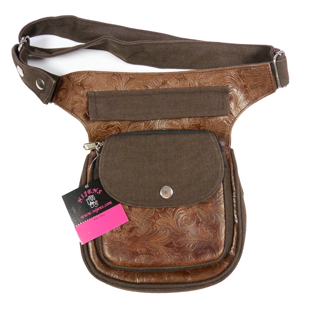 Bauchgurt-Hueftgurt-Bauchtasche-Hip Bag-Hundespaziergang-Hund-Pfoten-Gudibeutel-Unterwegs-denim-Muster-blau-Nijens-Hannover F115