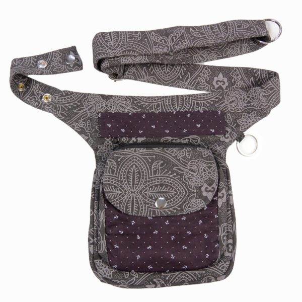 Bauchgurt-Hueftgurt-Bauchtasche-Hip Bag-Hundespaziergang-Hund-Pfoten-Gudibeutel-Unterwegs-denim-Muster-blau-Nijens-Hannover HS-558