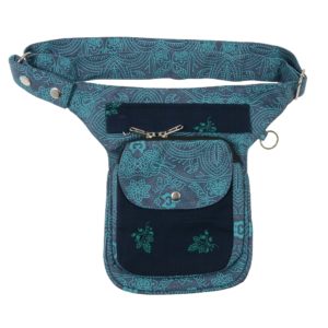 Bauchgurt-Hueftgurt-Bauchtasche-Hip Bag-Hundespaziergang-Hund-Pfoten-Gudibeutel-Unterwegs-denim-Muster-blau-Nijens-Hannover HS-807