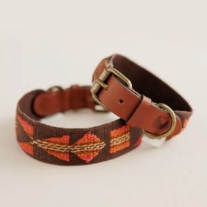 Buddys-Halsband-Hundehalsband-geflochten-bio-peruvian-indian-geschmeidig-Herbst-Herbstfarben-orange-braun-Etna braun