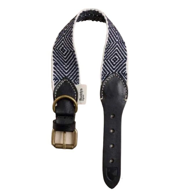 Buddys-Halsband-Hundehalsband-geflochten-bio-peruvian-indian-geschmeidig-Sommer-Sonne-limited-edition-schwarz-weiss-capri-night