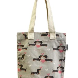 Canvas Bag-Tasche-Einkaufstasche-Baumwolle-Innentasche-langer Henkel-Druck-Hund-Hundeliebhaber-Geschenk-Geschenkidee-Dackel