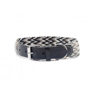 Collar-Peruvian-Buddys-Hundehalsband-geflochten-grau-schwarz-weiss- Peruvian black