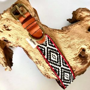 Collar-Peruvian-Buddys-Hundehalsband-geflochten-grau-schwarz-weiss- red sanoa night