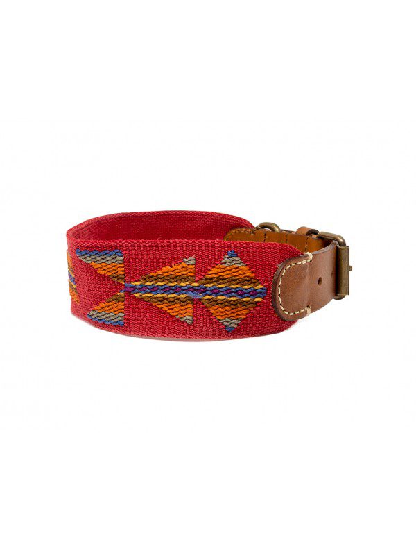 Collar-Peruvian-Buddys-Hundehalsband-geflochten-rot-Etna red