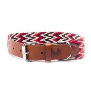 Collar-Peruvian-Buddys-Hundehalsband-geflochten-rot-blau-weiss-Peruvian red