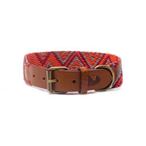 Collar-Peruvian-Buddys-Hundehalsband-geflochten-rot-orange-grau-Peruvian Pikes 1