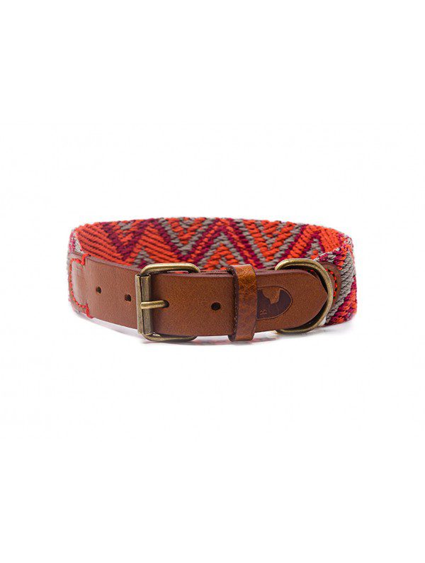 Collar-Peruvian-Buddys-Hundehalsband-geflochten-rot-orange-grau-Peruvian Pikes 1