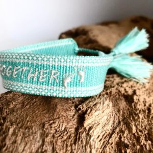 Cotton Armband-Armband-Baumwolle-gewoben-trendig-Hund-Hundeliebhaber-Happy together-Pfote-Fuss-tuerkis