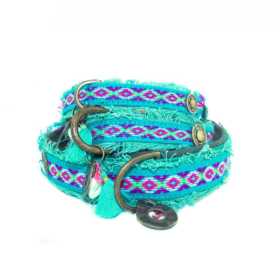 DWAM-Dog-with-a-mission-Halsband -Collar-Finn-Boho-Ibiza-Vintage-Hippie-trendig-Hund-Hundehalsband-gruen-rot-vegan-2  - pfoetli-shop GmbH