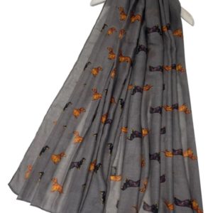 Dackel Schal-Animalprint-Hund-weich-kuschlig-warm-grau-1