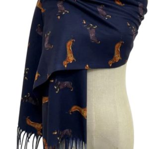 Dackel Schal-Animalprint-Hund-weich-kuschlig-warm-navy
