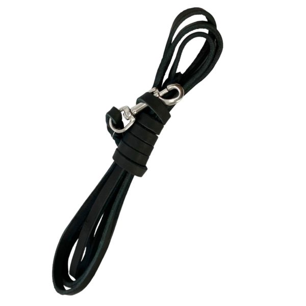 Fettlederleine - 3m mit Handschlaufe - Edelstahl - 12mm - schwarz