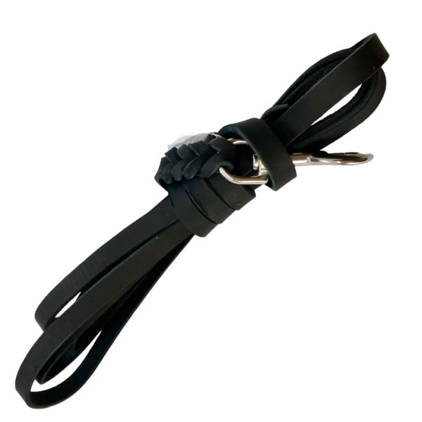 Fettlederleine - 3m mit Handschlaufe - Edelstahl - 15mm - schwarz