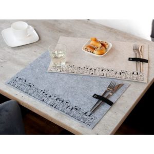 Gilde Handwerk-Hundebande-Filz-Tischsett-Platzset-grau-beige