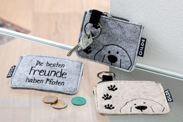 Gilde - Schlüsselanhänger - "Hundebande" - Hundemotiv - Filz - beige - hellgrau – Bild 6