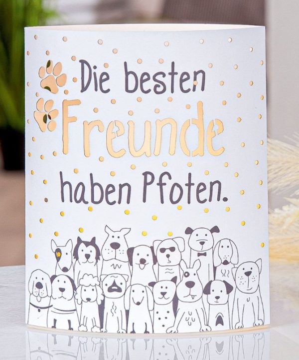 Gilde Handwerk-Hundebande-Hundemotiv-weiss-schwarz-windlicht-LED-4