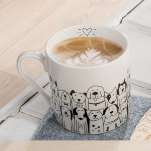 Gilde Handwerk-Hundebande-Tasse-Becher-Mug-Hundemotiv-Knochenporzellan-spülmaschienenfest-weiss-schwarz-3