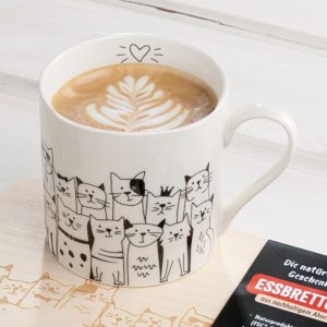Gilde Handwerk-Katze-Katzenbande-Katzenliebhaber-Geschenk-Deko-weiss-Tasse-Porzellan