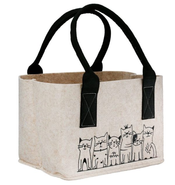 Gilde - Filz Tasche - Katze - Katzenbande - grau - beige – Bild 4