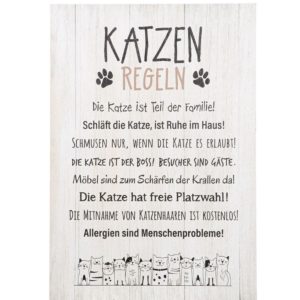 Gilde - Schild - Holzschild - Deko - Katze - Katzenbande - Katzenregeln