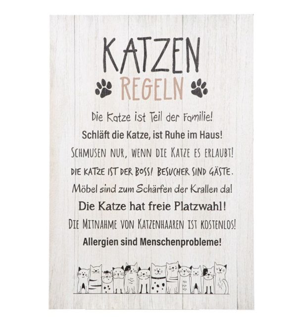 Gilde - Schild - Holzschild - Deko - Katze - Katzenbande - Katzenregeln