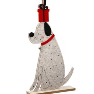 Gilde-Handwerk-Standrelief-Hund-Weihnacht-gestreift-gepunktet-Filz-MDF-grau-naturfarben-Deko-Dekoration-Geschenk-Geschenkidee-Tobi.