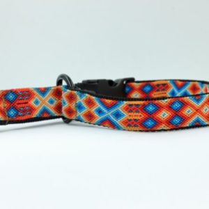 HEKA PET-Ibizia Style-Halsband-Hundehalsband-Mexiko-geflochten-Hand Made-Clickverschluss-schwarzer D-Ring-Vegan-grün-orange-weiss-schwarz-Aurora-Zugstopp