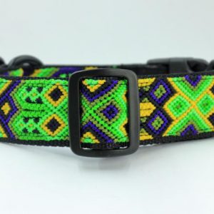 HEKA PET-Ibizia Style-Halsband-Hundehalsband-Mexiko-geflochten-Hand Made-Clickverschluss-schwarzer D-Ring-Vegan-grün-blau-gelb-Cactus- M
