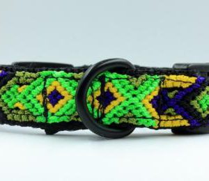 HEKA PET-Ibizia Style-Halsband-Hundehalsband-Mexiko-geflochten-Hand Made-Clickverschluss-schwarzer D-Ring-Vegan-grün-blau-gelb-Cactus- M