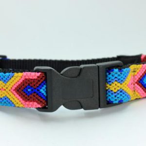 HEKA-PET-Ibizia-Style-Halsband-Hundehalsband-Mexiko-geflochten-Hand-Made-Clickverschluss-schwarzer-D-Ring-Vegan-grün-orange-weiss-schwarz-Briza-M