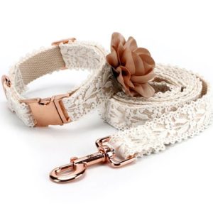 Halsband-Hundehalsband-Spitze-Gurtband-Blume-weiss-braun-rosegold-Sommerfeeling-Hochzeit