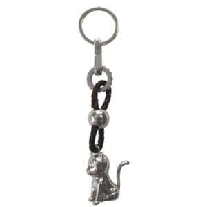 Happy House-Schluessalanhaenger-Katze-Leder-Metall-Katzenliebhaber-Geschenk