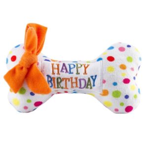 Hund-Hundespielzeug-Knochen-Happy Birthday-Quietscher