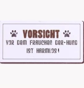 Magnet-Hund-Hundeliebhaber-Kuehlschrank-Tuerrahmen-Geschenk-Mitbringsel-Pfote-schwarz-weiss-Vorsicht vor dem Frauchen