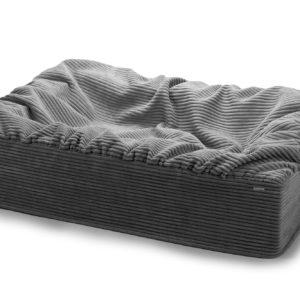 Maul-Dogspring Bett-Cord-Hundebett-Kuschelbett-Boxspring Bett-Hund-grau-orthopaedische Liegeflaeche