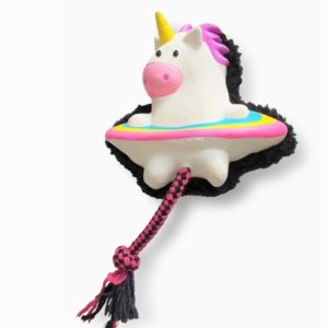 Max and Molly-Spielzeug-Hundespielzeug-Hund-Spass-Spiel-Einhorn-Kordel-Quietscher-weiss-pink-blau