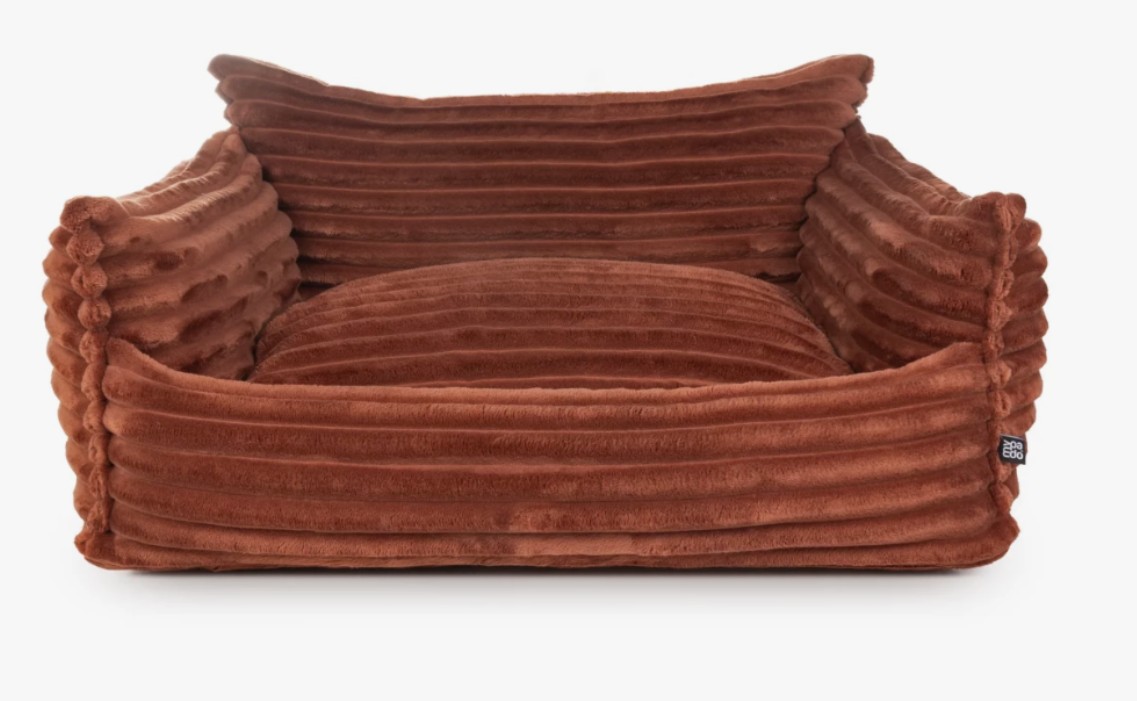 Mypado-Padsforall-Hundebett-Katzenbett-Plushcord-Kanapo-kuschlig-weich-viscoelatische Liegeflaeche-waschbar-abhiehbar-hoher Liegecomfort-orthpaedische Liegeflaeche-rostbraun